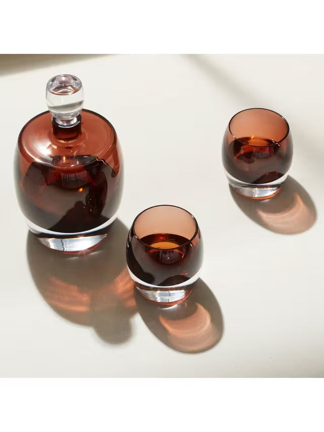 LSA Whisky Club Giftable Glass 700ml Decanter & 2 Tumbler Set - Brown/Clear