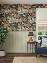 John Lewis x Sanderson Pamir Garden Wallpaper H10.05 x W52cm - Walnut/Olive