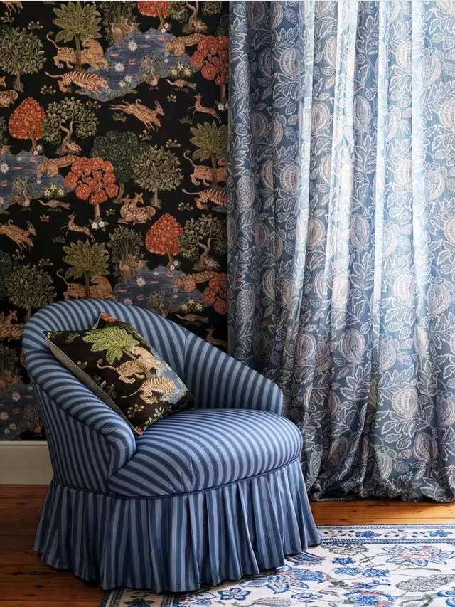 John Lewis x Sanderson Pamir Garden Wallpaper H10.05 x W52cm - Walnut/Olive