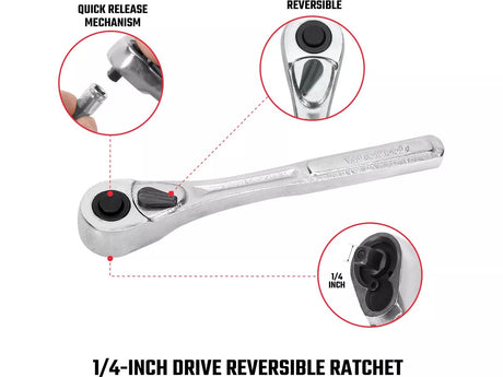 Workpro Garage Workshop Tools Quick Release 70PC 1/4" DR. 6 Point Socket Set