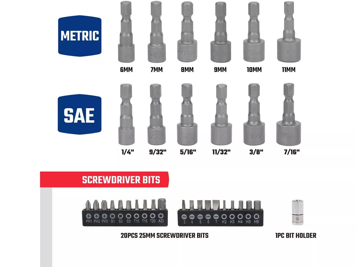 Workpro Garage Workshop Tools Quick Release 70PC 1/4" DR. 6 Point Socket Set