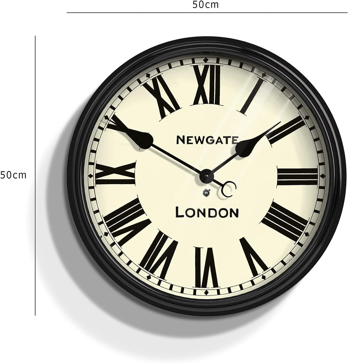 Newgate Clocks Battersby Roman Numeral Wall Clock W50 x H50 x D8cm - Black - Kazoop 