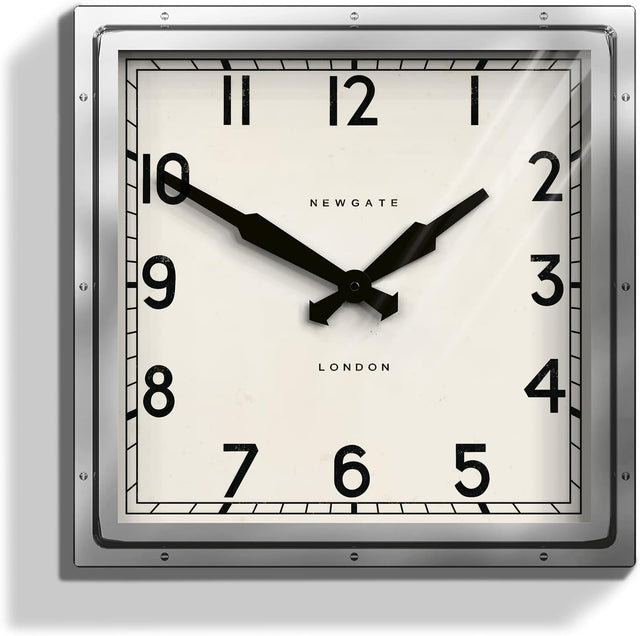 Newgate Clocks Quad Square Metal Wall Clock H40 x W40 x D9cm - Silver - Kazoop 