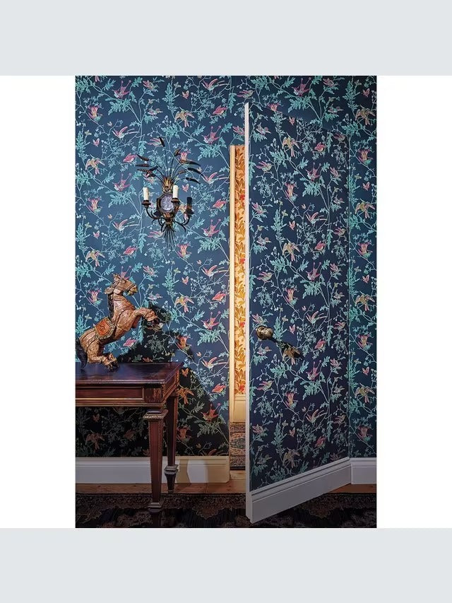 Cole & Son 100/14068 Hummingbirds Bird Print Wallpaper 52cm x 10m - Blue