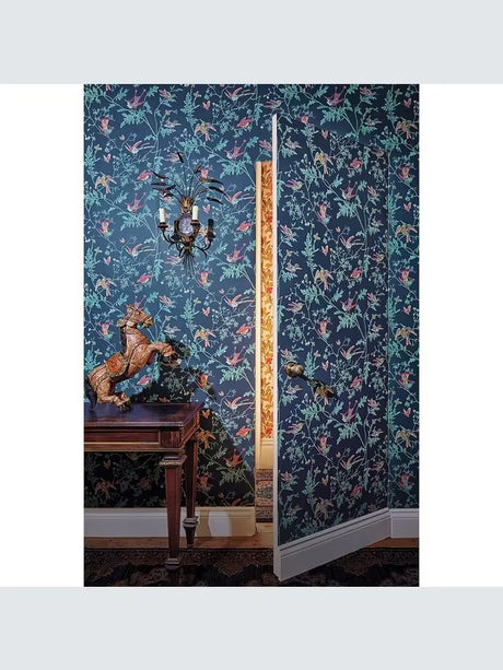 Cole & Son 100/14068 Hummingbirds Bird Print Wallpaper 52cm x 10m - Blue