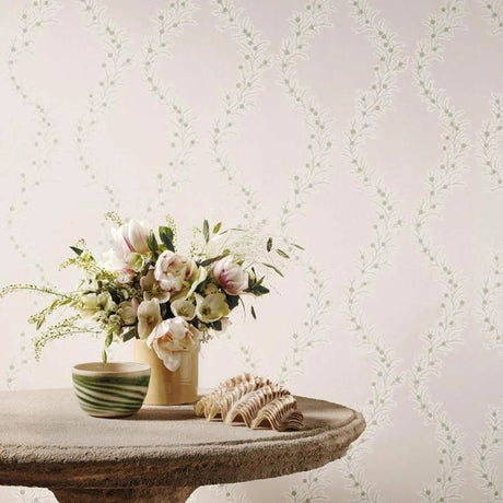 Colefax and Fowler W7019/02 Liliana Floral Wallpaper Roll - 52cm x 10m Cream