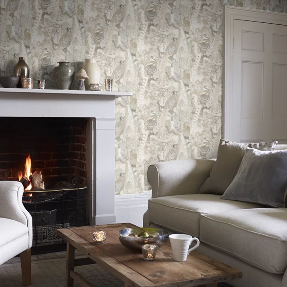 Mulberry FG085.K102.0 Home Game Birds Non-Woven Wallpaper 10m - 68.5cm Stone