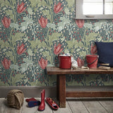 Morris & Co Lent Lily Paste The Wall Wallpaper 10.05m Roll - Indigo/Madder