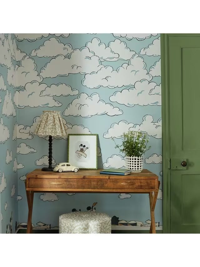 Sanderson Mickey in the Clouds Wallpaper Mural W52 x D10cm - Sea Salt Blue