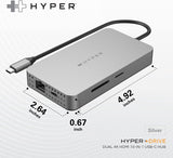 Hyper HyperDrive 10-in-1 Dual HDMI USB-C Hub Adapter - Silver