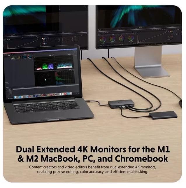 Targus HyperDrive Next Dual 4K HDMI 7 Port USB-C Hub 100W Docking Station