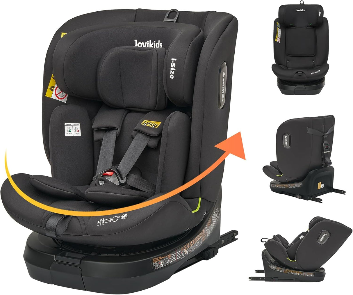 Jovikids Spin 360 Rotating ISOFIX TT Ranger 0-12 Years Car Seat - Black