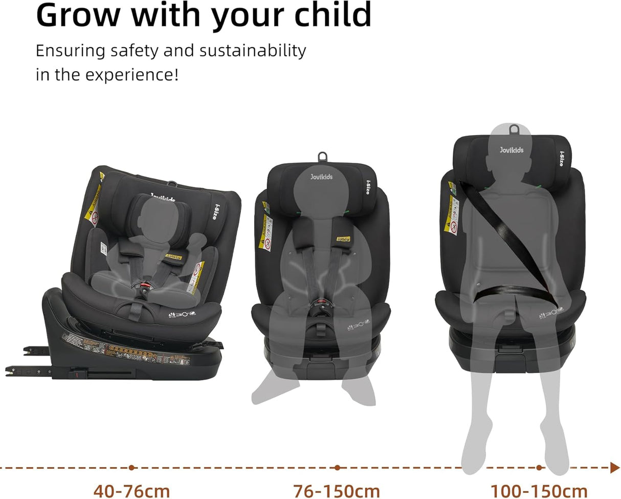 Jovikids Spin 360 Rotating ISOFIX TT Ranger 0-12 Years Car Seat - Black