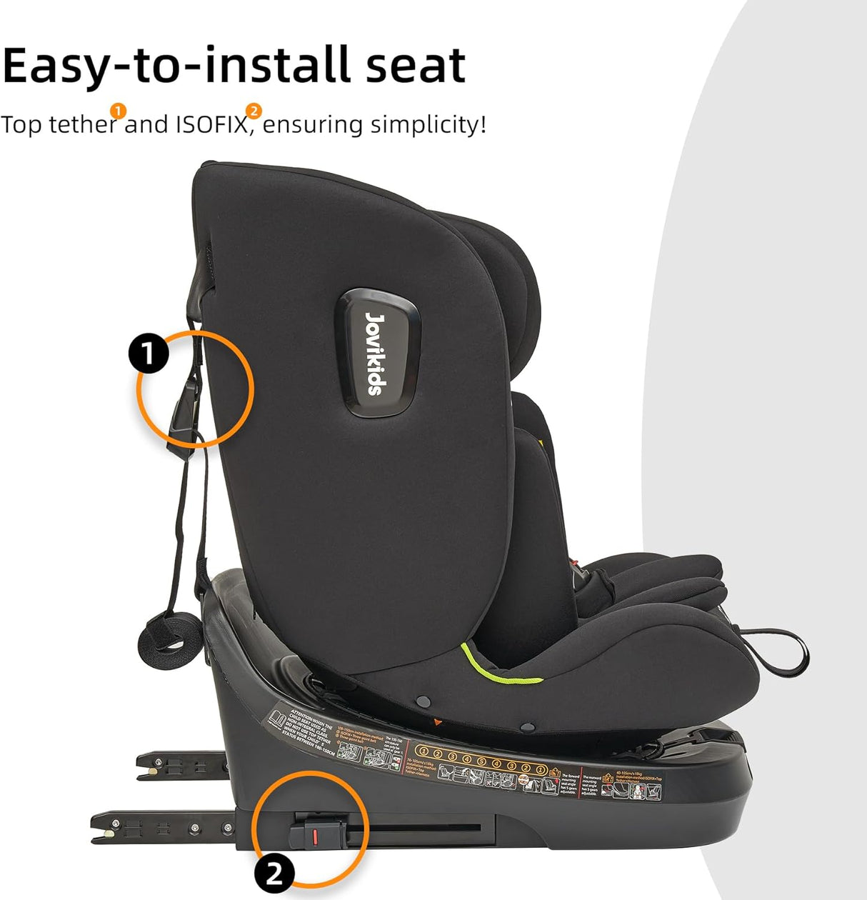 Jovikids Spin 360 Rotating ISOFIX TT Ranger 0-12 Years Car Seat - Black