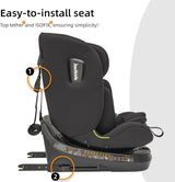 Jovikids Spin 360 Rotating ISOFIX TT Ranger 0-12 Years Car Seat - Black