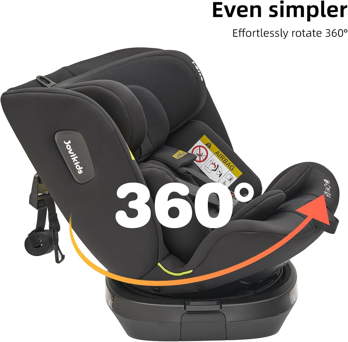 Jovikids Spin 360 Rotating ISOFIX TT Ranger 0-12 Years Car Seat - Black
