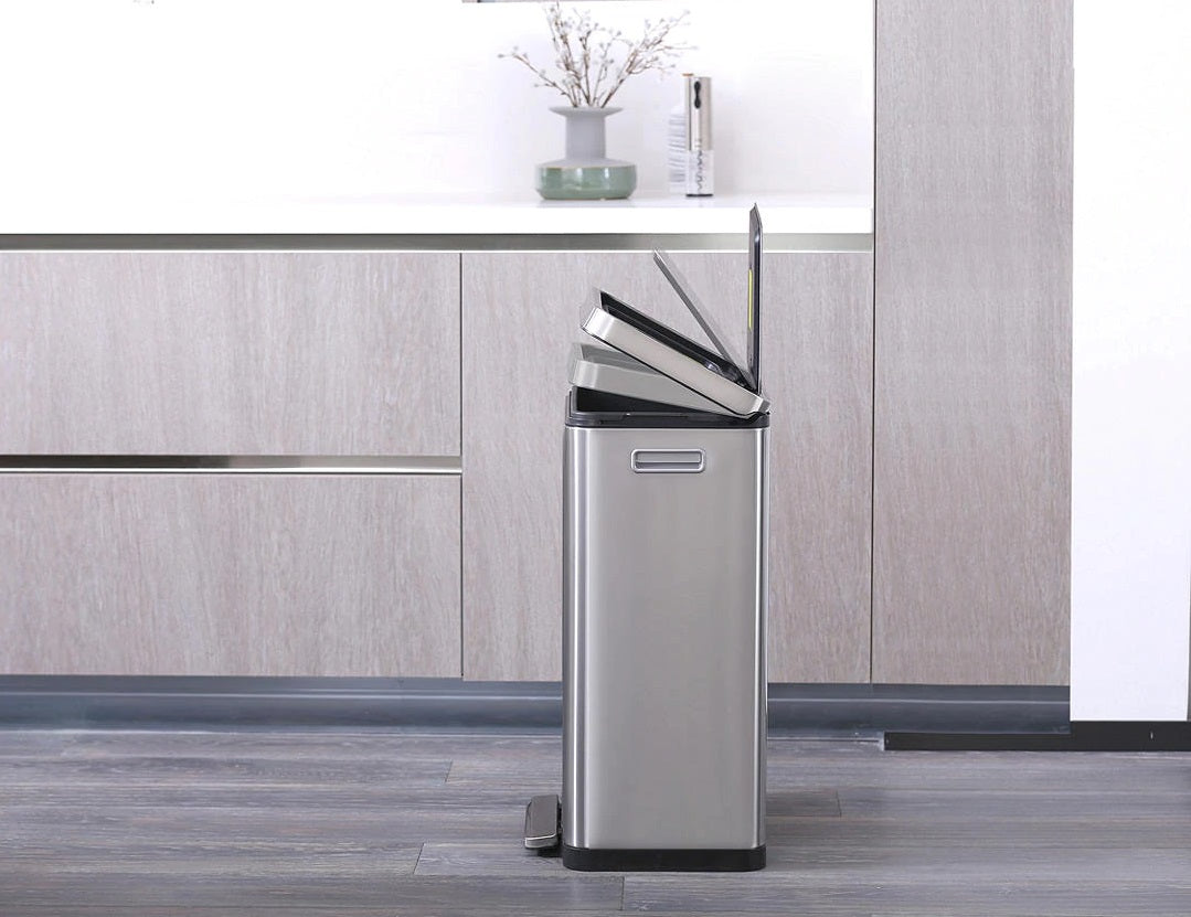 EKO X Cube 45L Kitchen Pedal Bin With Inner Bucket - Stainless Steel