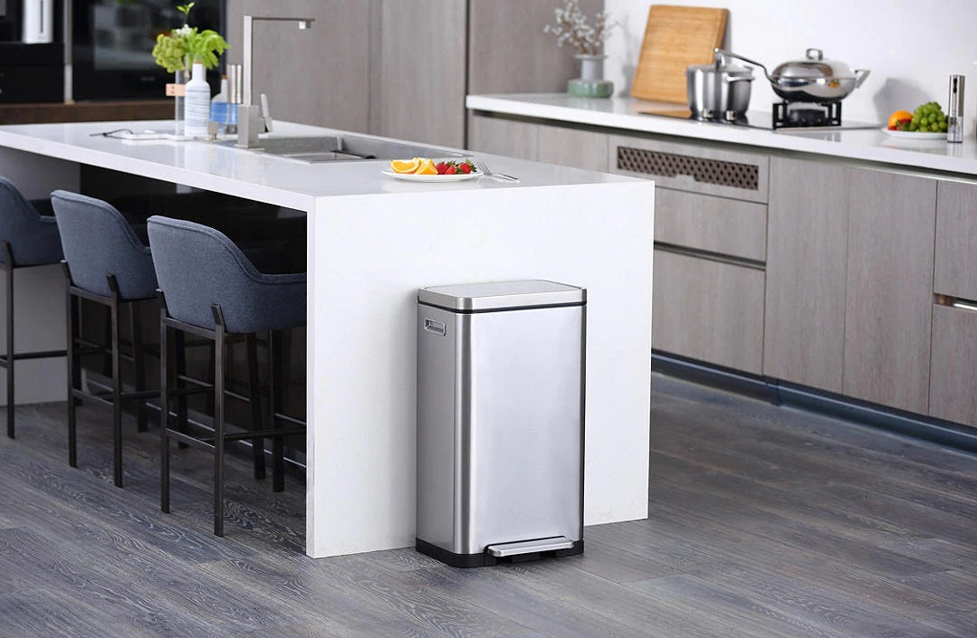 EKO X Cube 45L Kitchen Pedal Bin With Inner Bucket - Stainless Steel