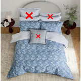 Bedeck of Belfast Floral Blue Chambray 200TC Cotton Duvet Cover Set - Double