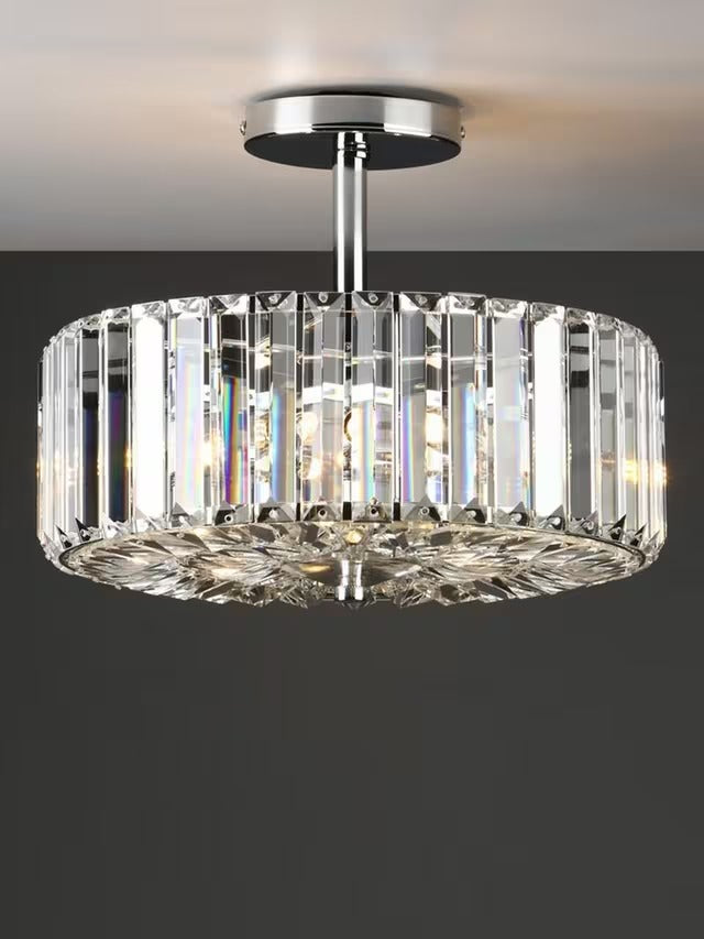 Laura Ashley Fernhurst Crystal Semi-Flush Ceiling Light Clear/Polish Chrome