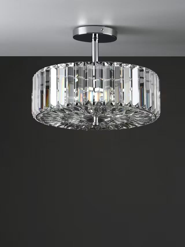 Laura Ashley Fernhurst Crystal Semi-Flush Ceiling Light Clear/Polish Chrome