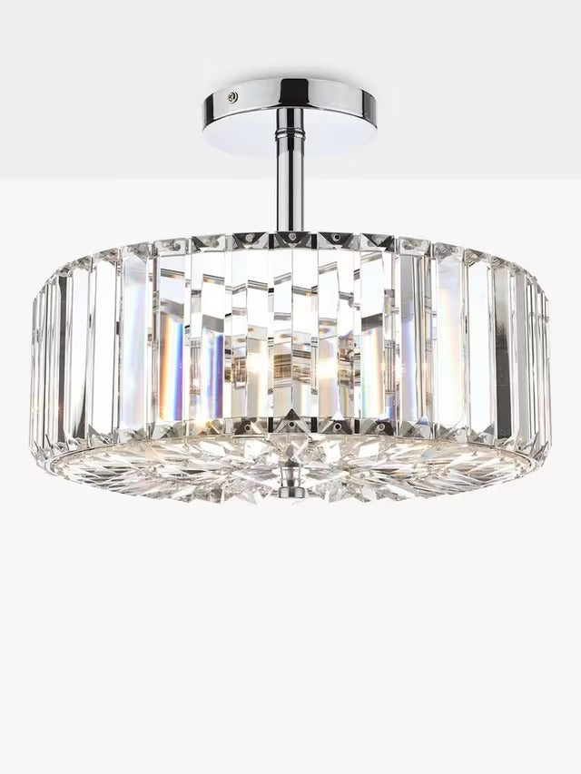 Laura Ashley Fernhurst Crystal Semi-Flush Ceiling Light Clear/Polish Chrome