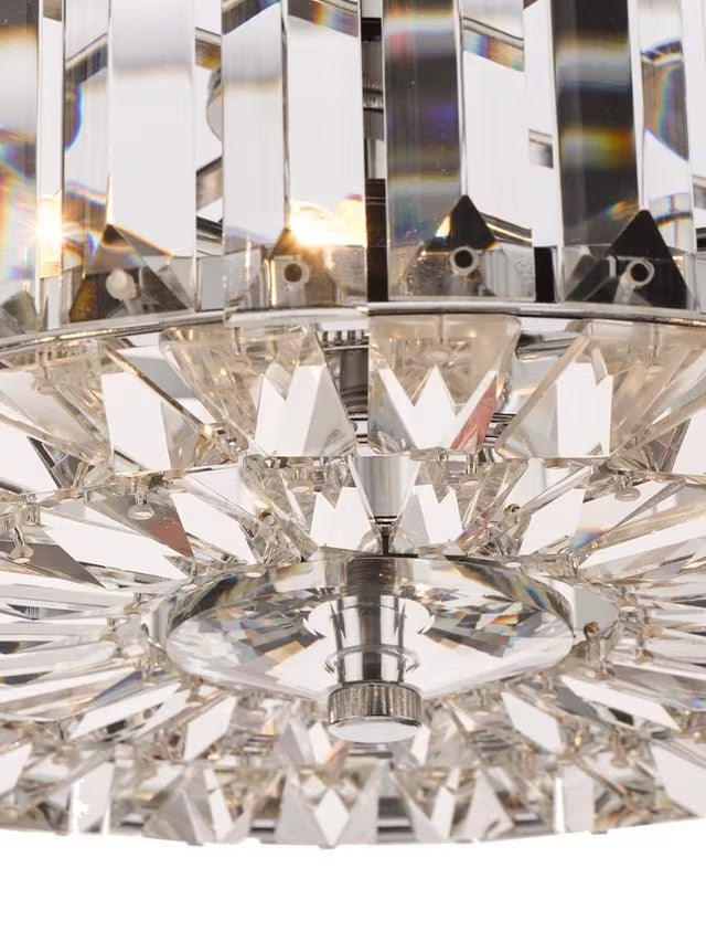 Laura Ashley Fernhurst Crystal Semi-Flush Ceiling Light Clear/Polish Chrome