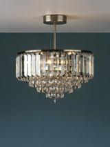 Laura Ashley Vienna 3 Light Crystal Semi Flush Ceiling Light - Antique Brass