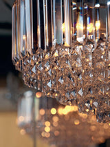 Laura Ashley Vienna 3 Light Crystal Semi Flush Ceiling Light - Antique Brass