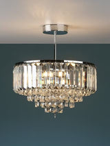 Laura Ashley Vienna Crystal Semi Flush Ceiling Light - Clear/Polished Chrome
