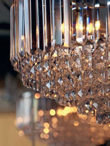 Laura Ashley Vienna Crystal Semi Flush Ceiling Light - Clear/Polished Chrome