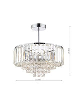 Laura Ashley Vienna Crystal Semi Flush Ceiling Light - Clear/Polished Chrome
