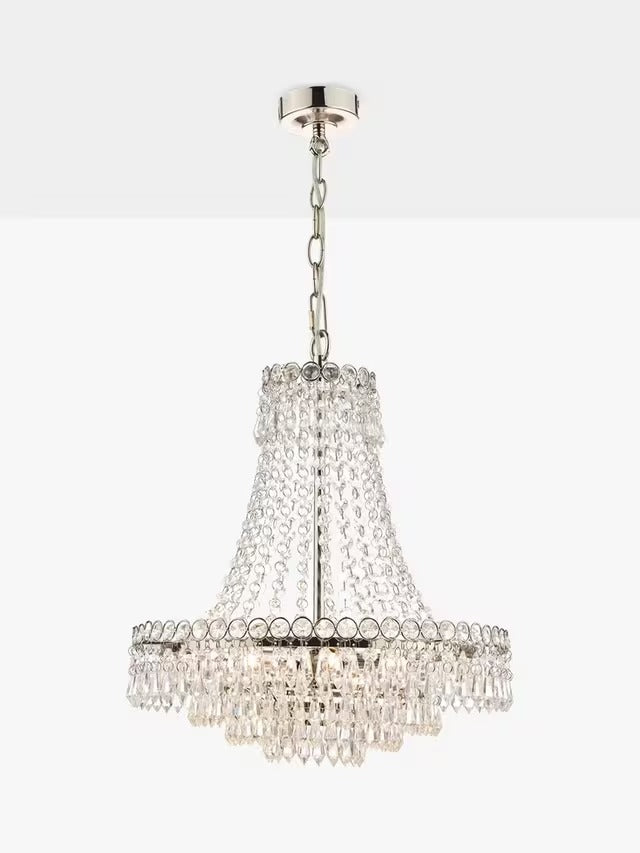 Laura Ashley Enid 5 Light Crystal Glass Chandelier Ceiling Light - Clear