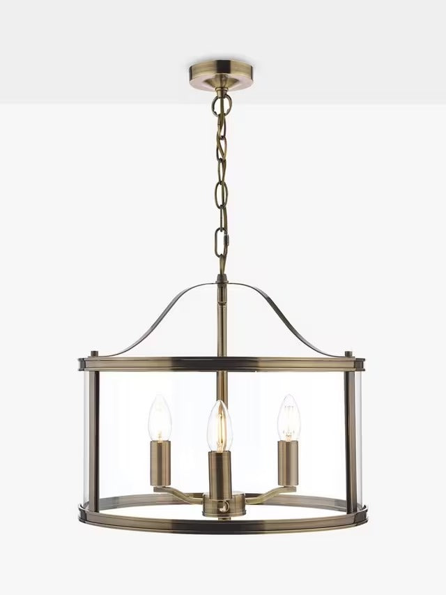 Laura Ashley Harrington Non-Dimmable 3 Arm Glass Ceiling Light Antique Brass