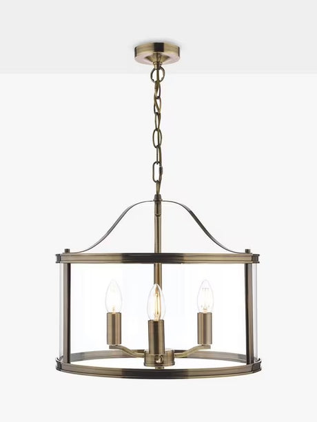 Laura Ashley Harrington Non-Dimmable 3 Arm Glass Ceiling Light Antique Brass