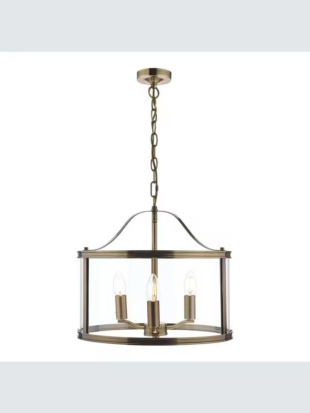 Laura Ashley Harrington Non-Dimmable 3 Arm Glass Ceiling Light Antique Brass