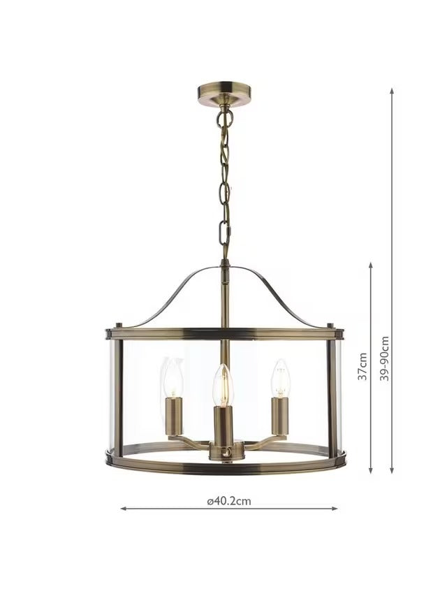 Laura Ashley Harrington Non-Dimmable 3 Arm Glass Ceiling Light Antique Brass