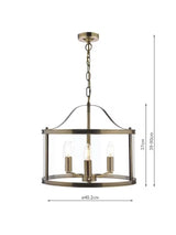 Laura Ashley Harrington Non-Dimmable 3 Arm Glass Ceiling Light Antique Brass