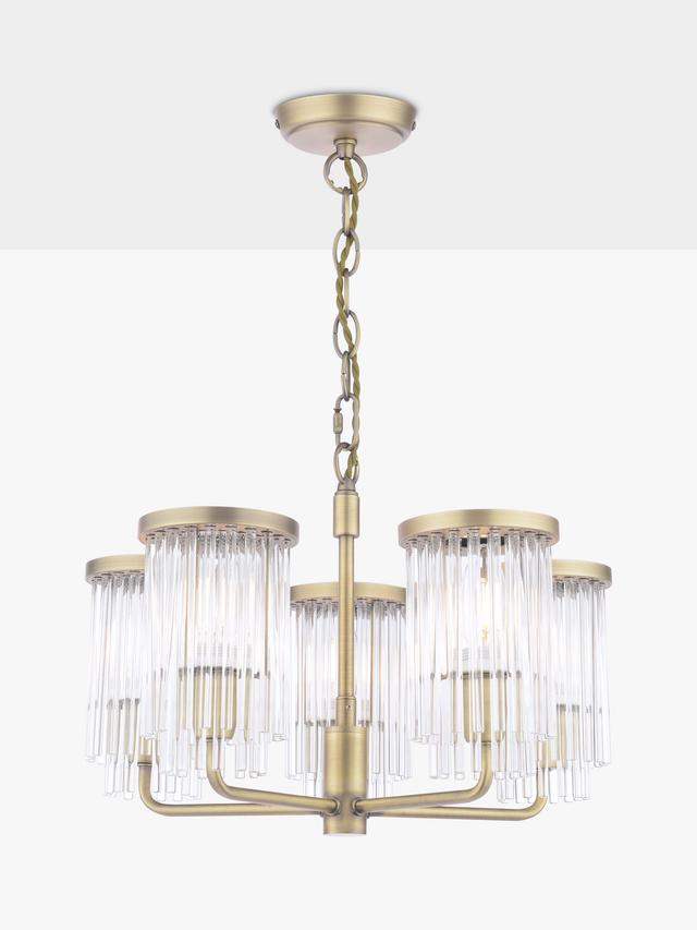 Laura Ashley Hilcote Glass Rods Pendant Ceiling Light - Matt Antique Brass A
