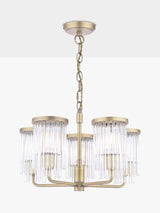 Laura Ashley Hilcote Glass Rods Pendant Ceiling Light - Matt Antique Brass A
