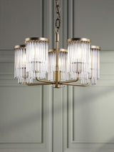 Laura Ashley Hilcote Glass Rods Pendant Ceiling Light - Matt Antique Brass A