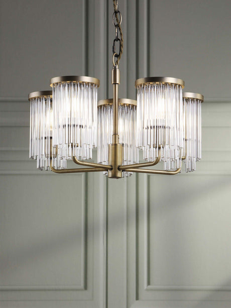 Laura Ashley Hilcote Glass Rods Pendant Ceiling Light - Matt Antique Brass A