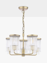 Laura Ashley Hilcote Glass Rods Pendant Ceiling Light - Matt Antique Brass A