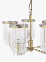 Laura Ashley Hilcote Glass Rods Pendant Ceiling Light - Matt Antique Brass A