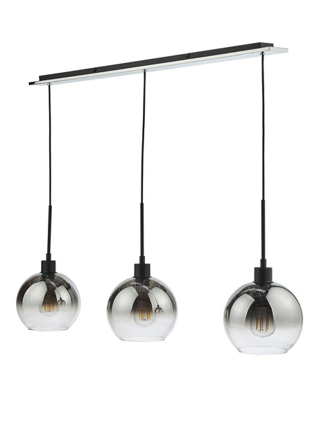 Där Lycia 3 Arm Mirror Bar Adjustable Dimmable Ceiling Light - Black Ombre