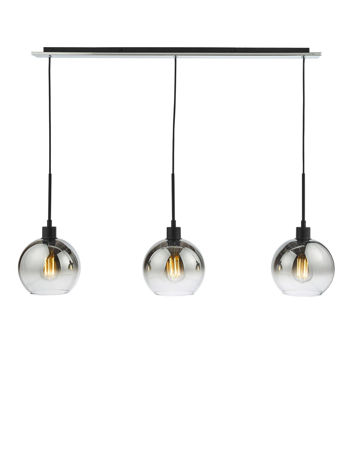 Där Lycia 3 Arm Mirror Bar Adjustable Dimmable Ceiling Light - Black Ombre