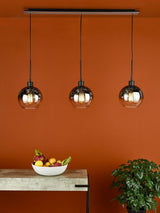 Där Lycia 3 Arm Mirror Bar Adjustable Dimmable Ceiling Light - Black Ombre
