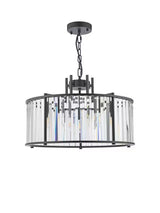 Där Kiran Glass 5 Arm Dimmable Satin Finished Crystals Pendant Ceiling Light