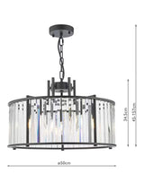 Där Kiran Glass 5 Arm Dimmable Satin Finished Crystals Pendant Ceiling Light