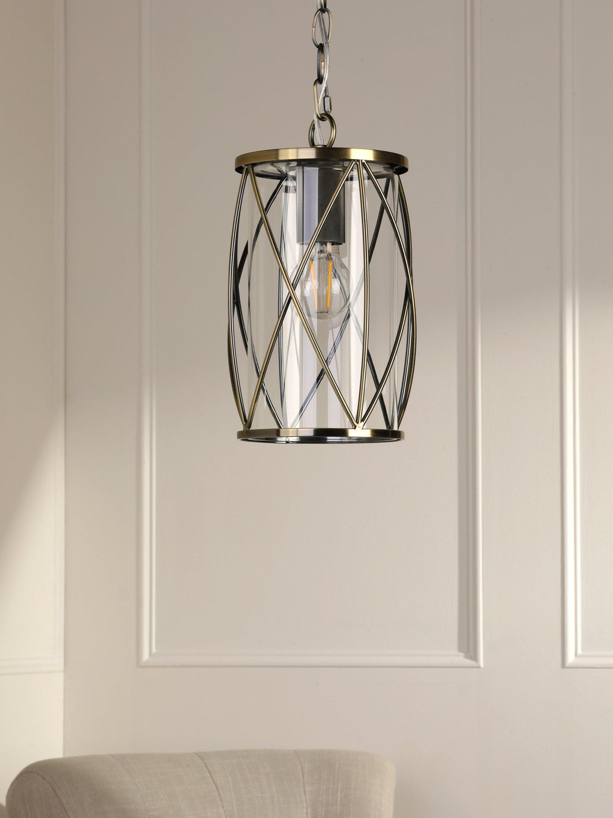 Laura Ashley Beckworth Adjustable LED Pendant Ceiling Light - Antique Brass